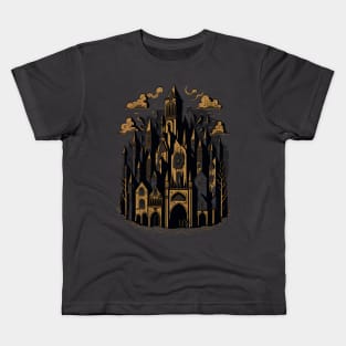 Medieval Cityscape Goth Abstarct cartoon Kids T-Shirt